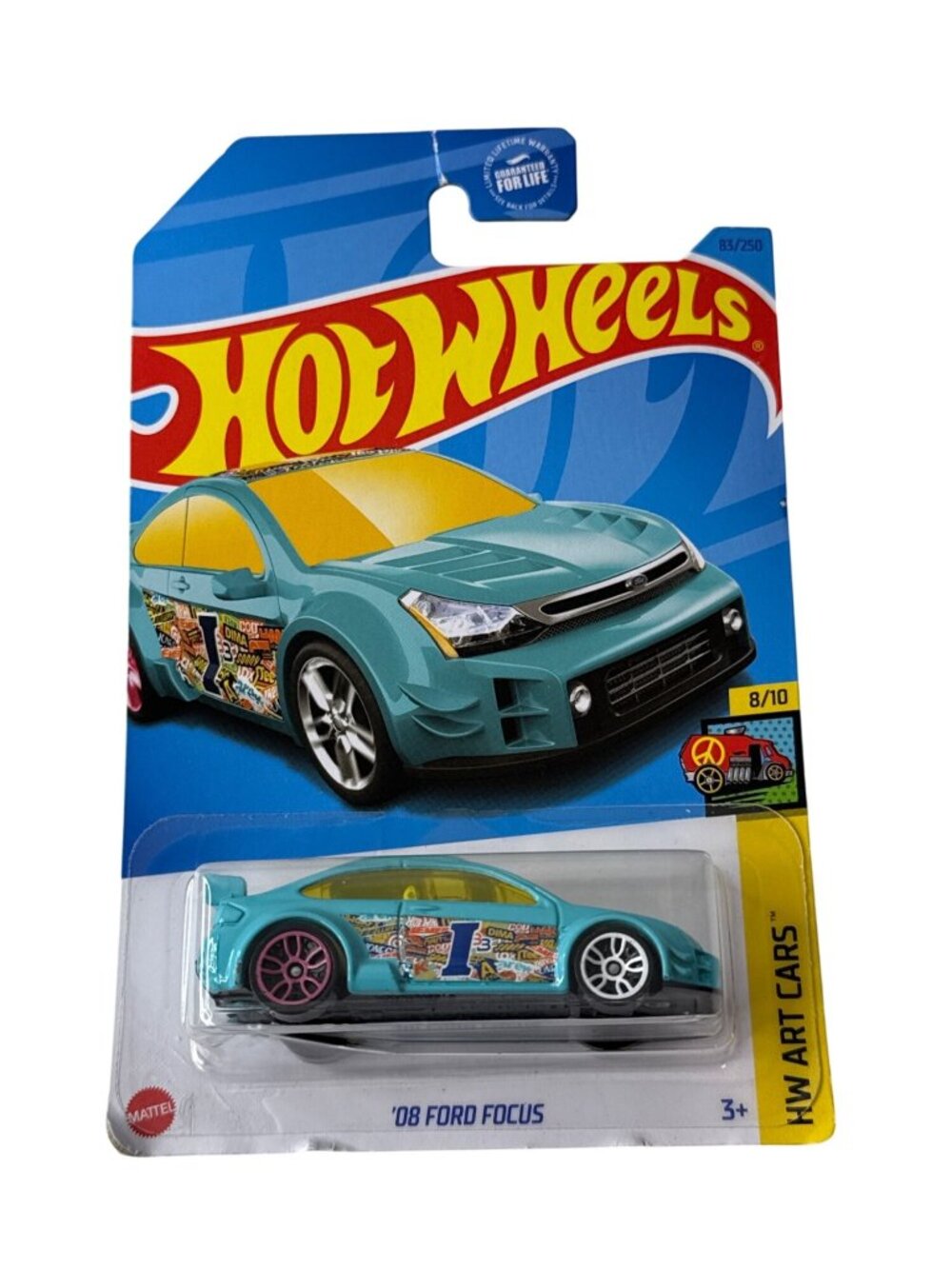 Hot Wheels 2008 Ford Focus Blue HW Art Cars 8/10 Diecast 1:64 NOC